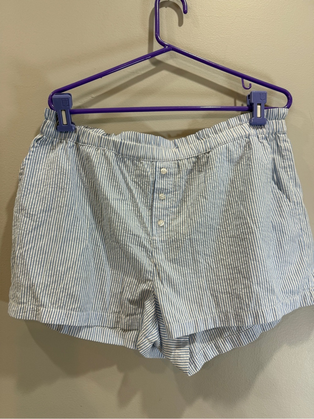 LOFT Light Blue and White Striped Women’s Shorts